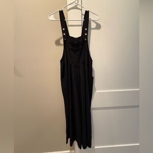 Black Fabric Overall Jumpsuit